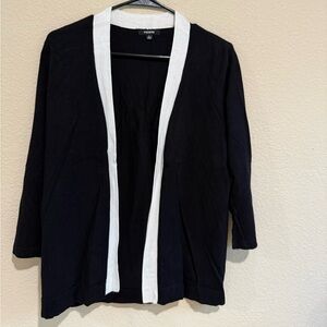 Premise Black and White Open Front Cardigan